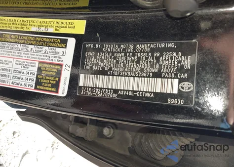 2010 Toyota Camry Le from USA, damaged, VIN 4T1BF3EK9AU529679